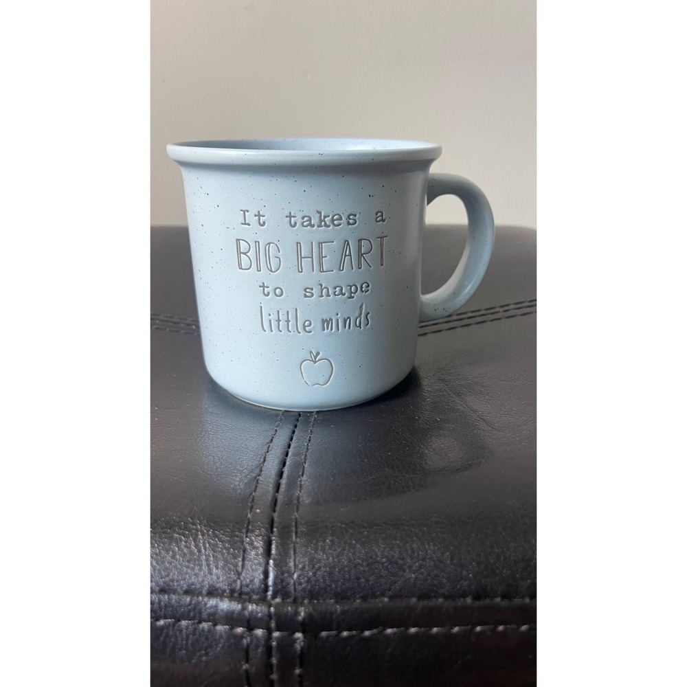 MRKT FINDS‎ Teacher Appreciation Mug Blue Big Heart Shape Little Minds Speckled